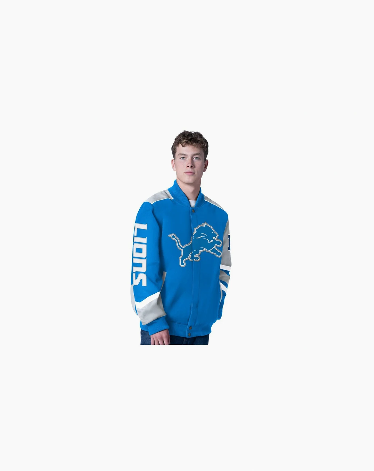 Men's Blue Detroit Lions Prime Time Full-Zip Racing Jacket