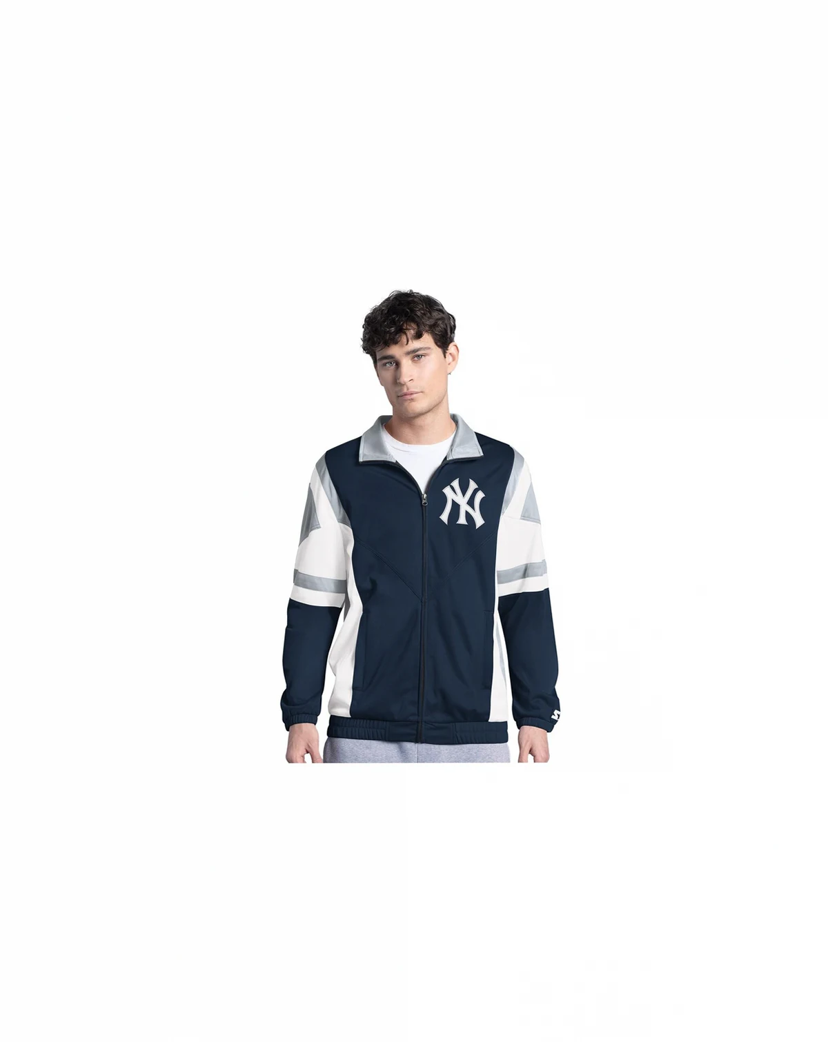 Men's Navy/Gray New York Yankees Contender Tricot Full-Zip Track Jacket