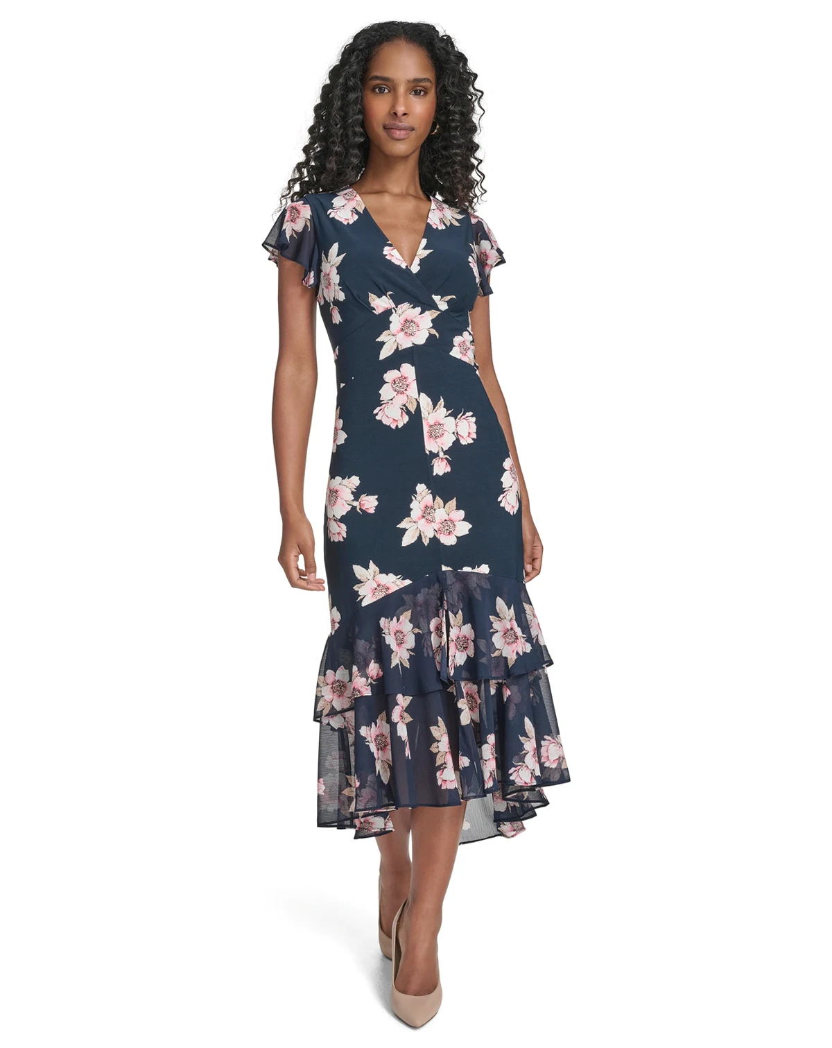 Women's Chiffon Combo Midi Dress