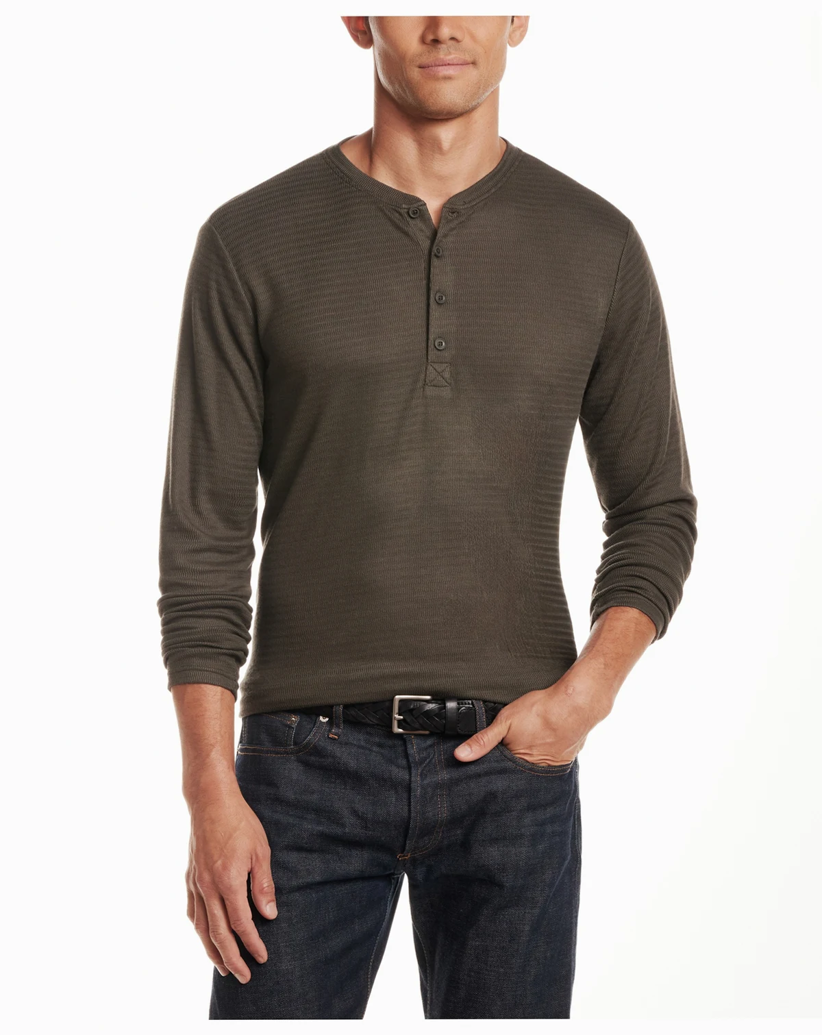 Men's Long-Sleeve Henley Neck T-Shirt