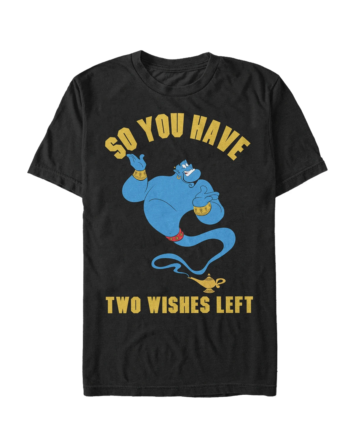 Disney Men's Aladdin Genie So You Have Two Wishes Left, Short Sleeve T-Shirt
