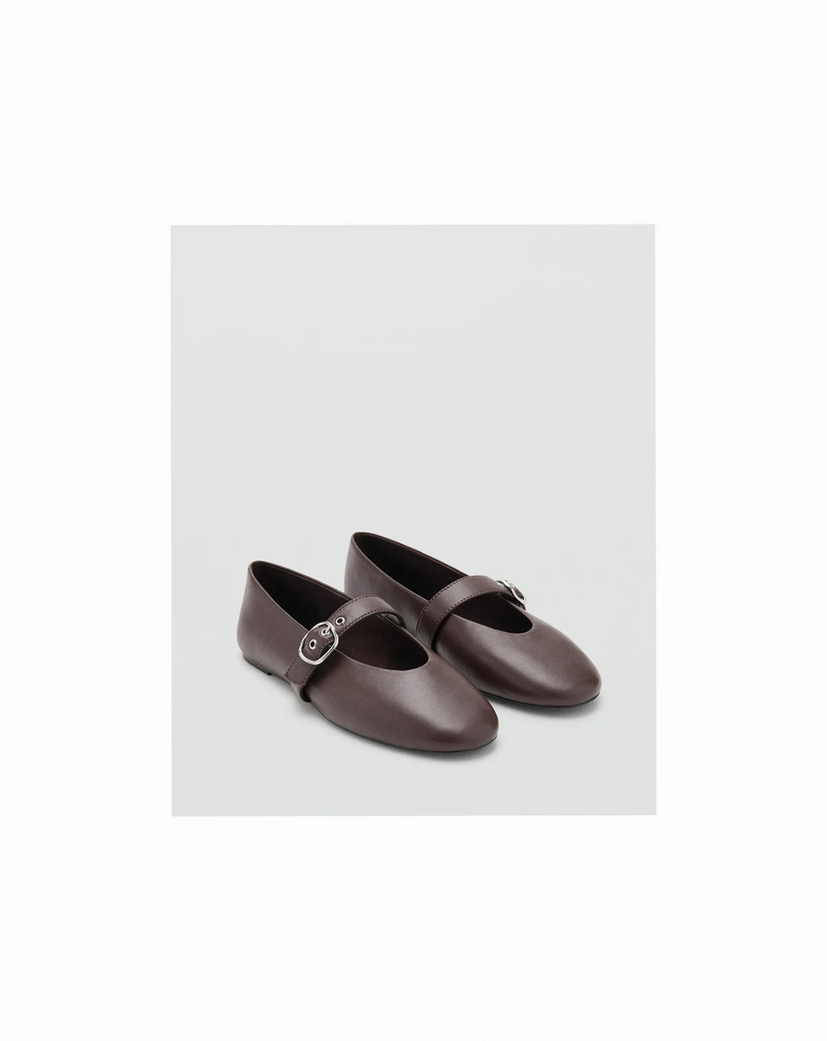 Women's Buckle Strap Leather Ballerina