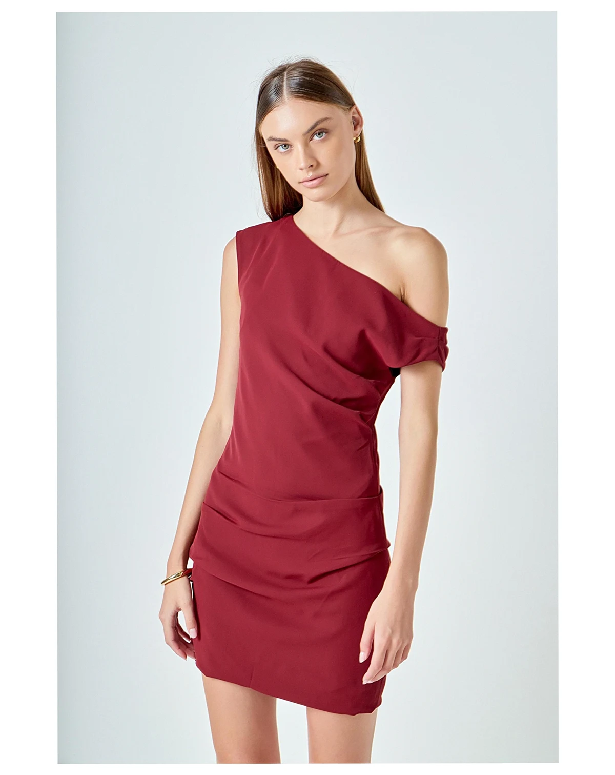 Women's One Shoulder Accent Mini Dress