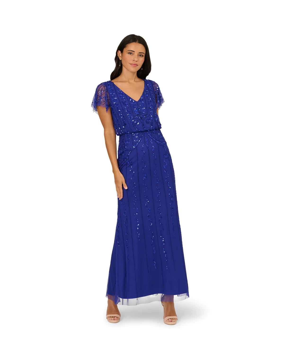 Women's Beaded V-Neck Maxi Dress