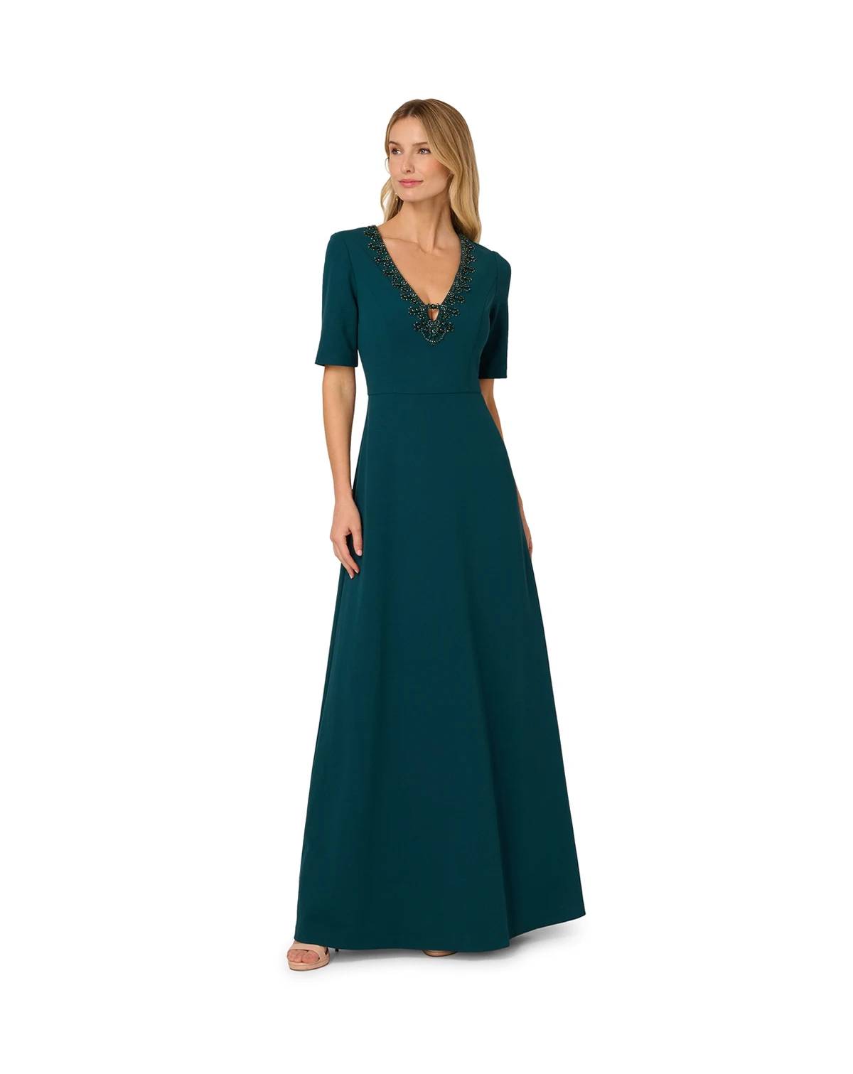 Women's Trimmed Mermaid V-Neck Gown