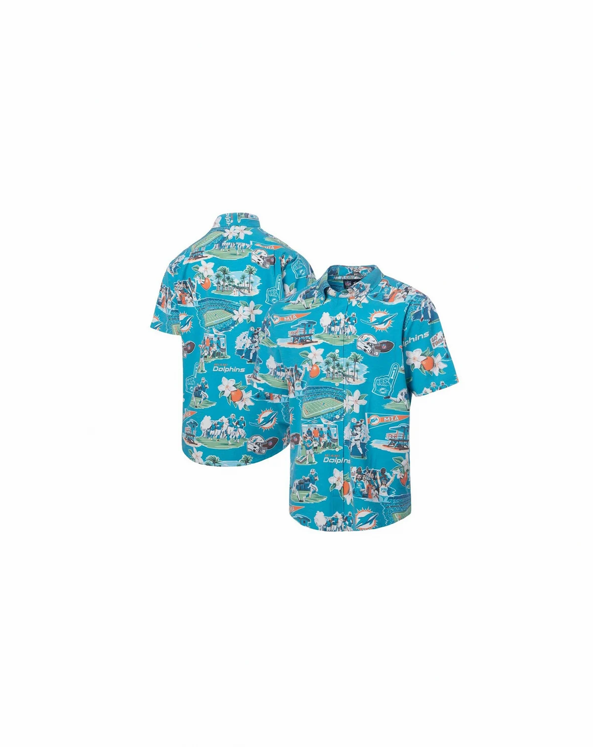 Men's Aqua Miami Dolphins Scenic Button-Down Shirt