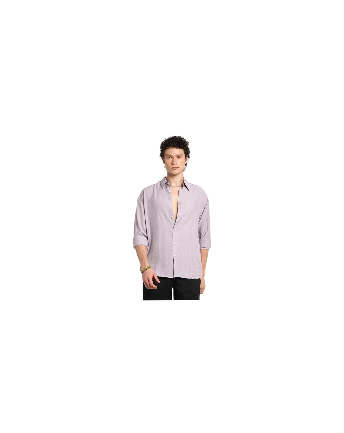 Men's Lilac Breezy Wrinked Shirt