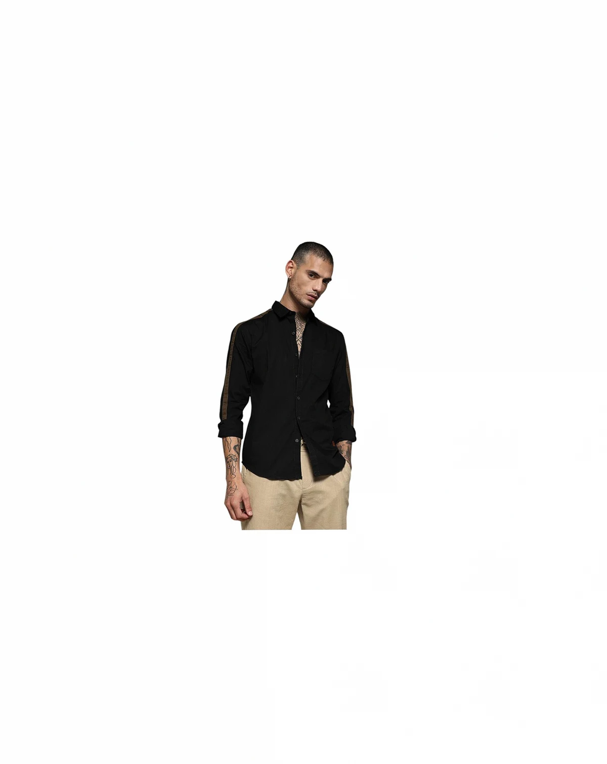 Men's Jet Black Side Striped Shirt