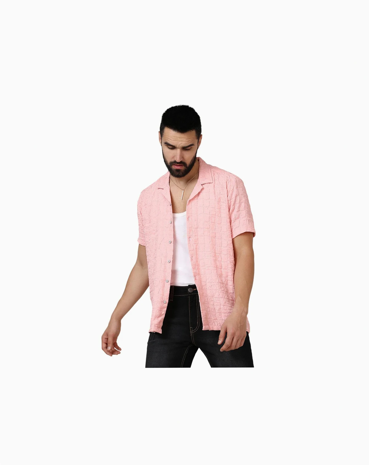 Men's Baby Pink Box-Creased Shirt