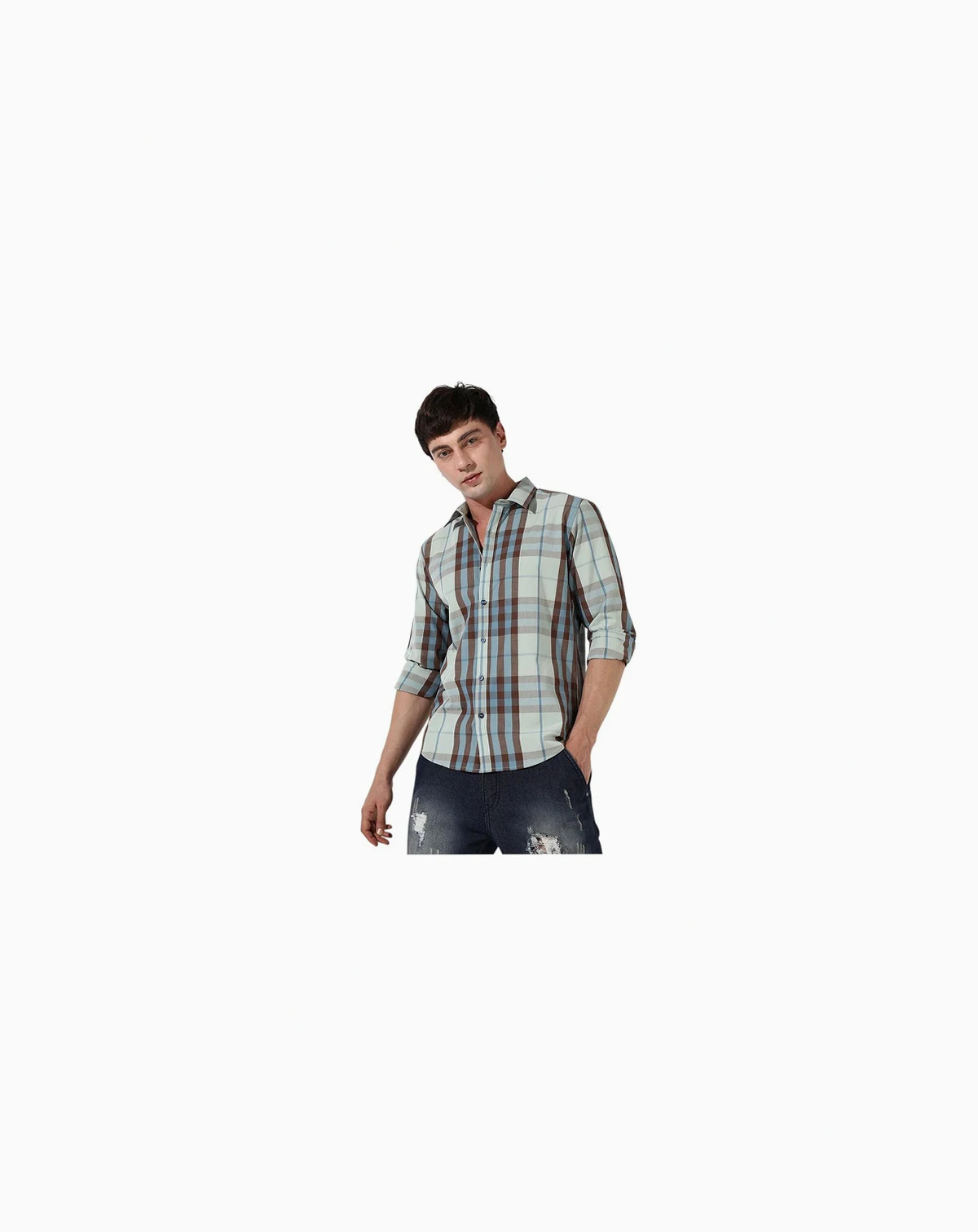 Men's Sage Green Tartan Plaid Shirt