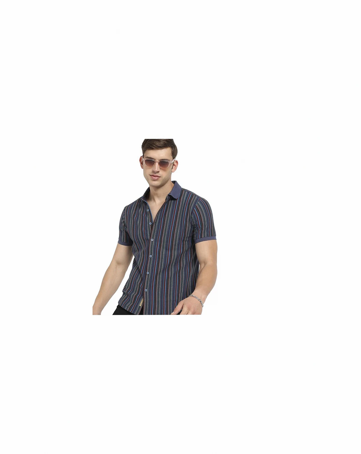 Men's Multicolour Contrast Knitted Shirt