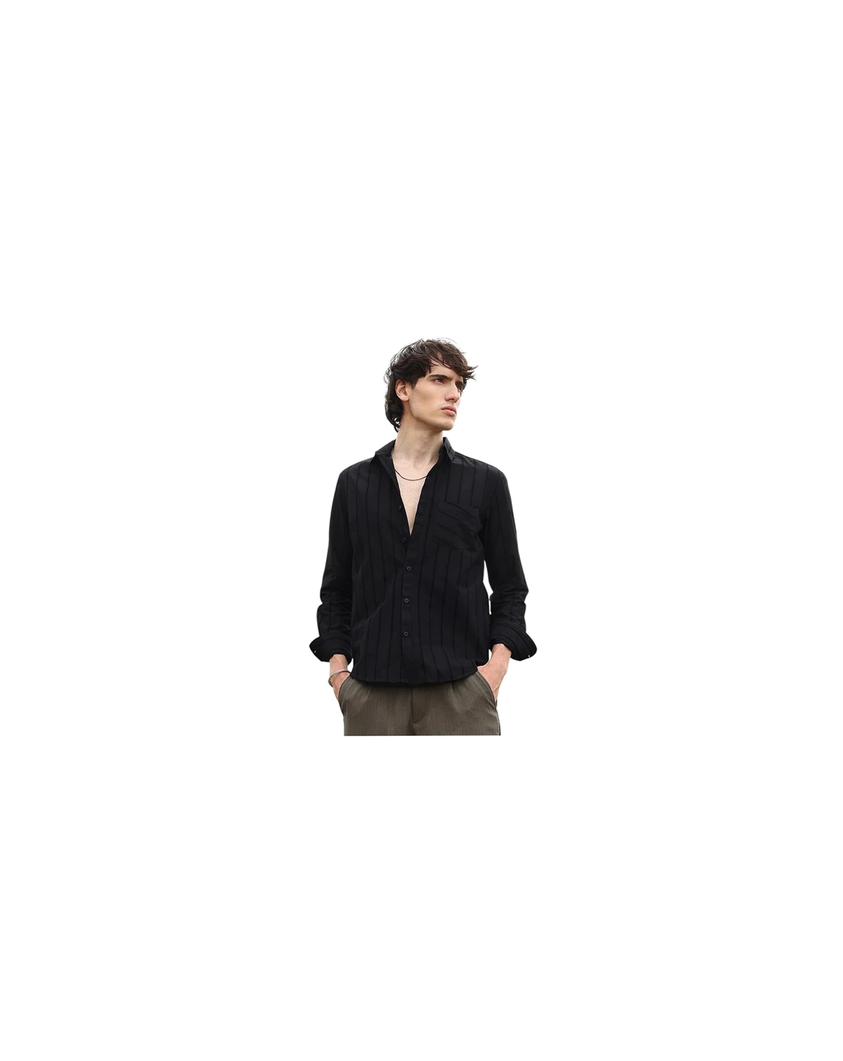 Men's Midnight Blacl Pastel Striped Shirt