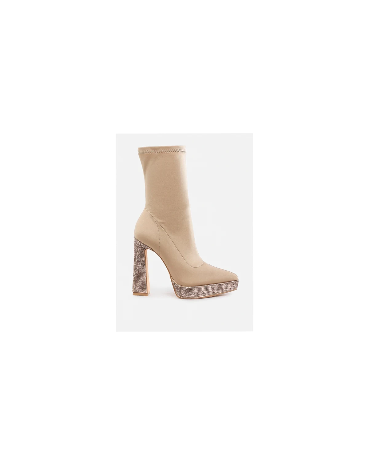 Womens Kasuti Lycra Rhinestone Detail Ankle Boots
