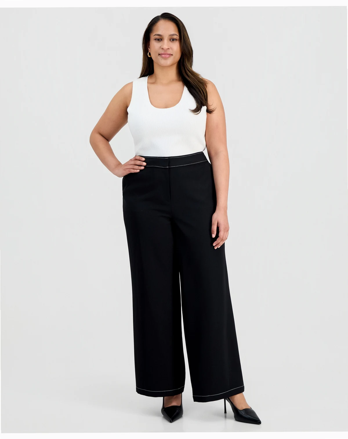 Plus Size Mid-Rise Wide-Leg Pants