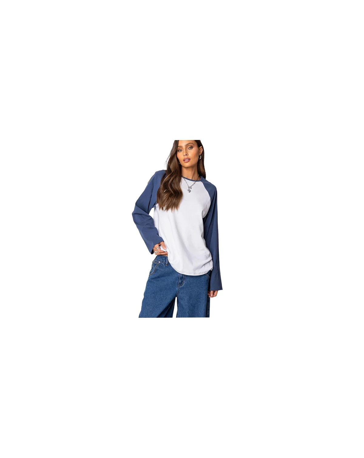 Womens Oversized Raglan Long Sleeve T Shirt