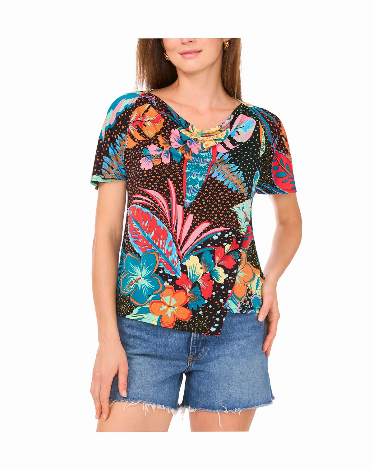 Women's Cowlneck Asymmetric Hem Top