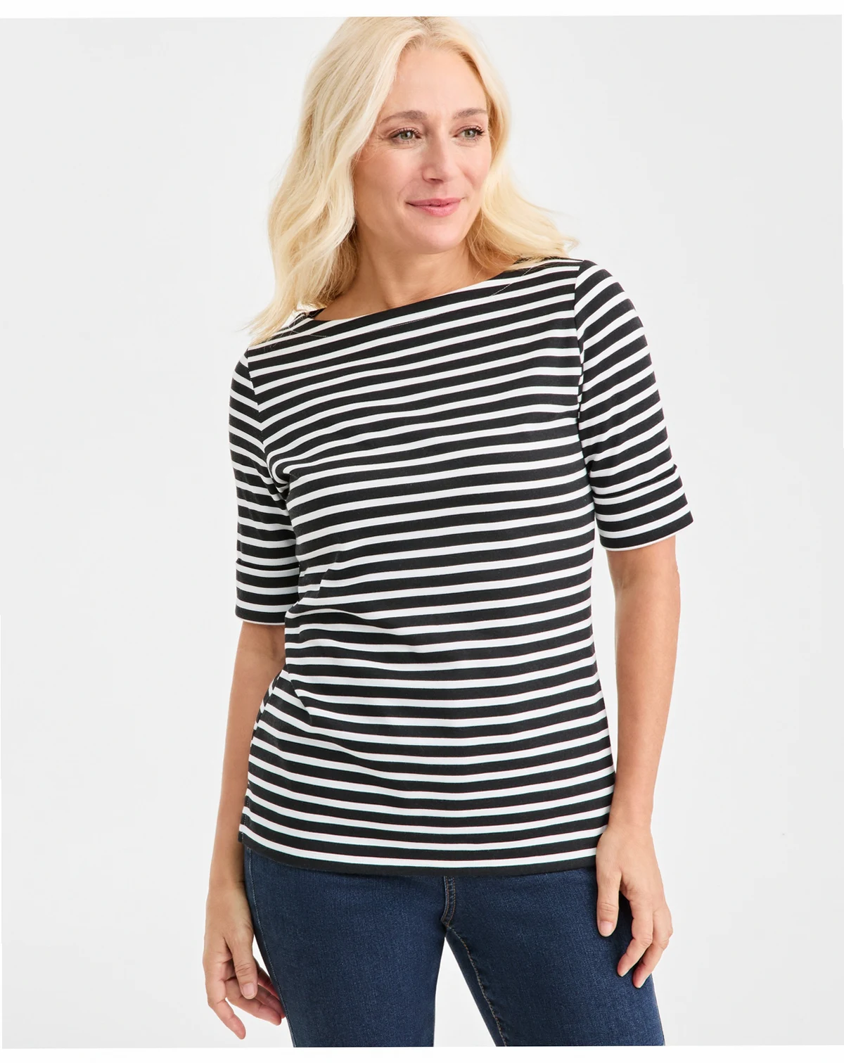 Petite Floral Printed Boat Neck Top, Macy's Exclusive