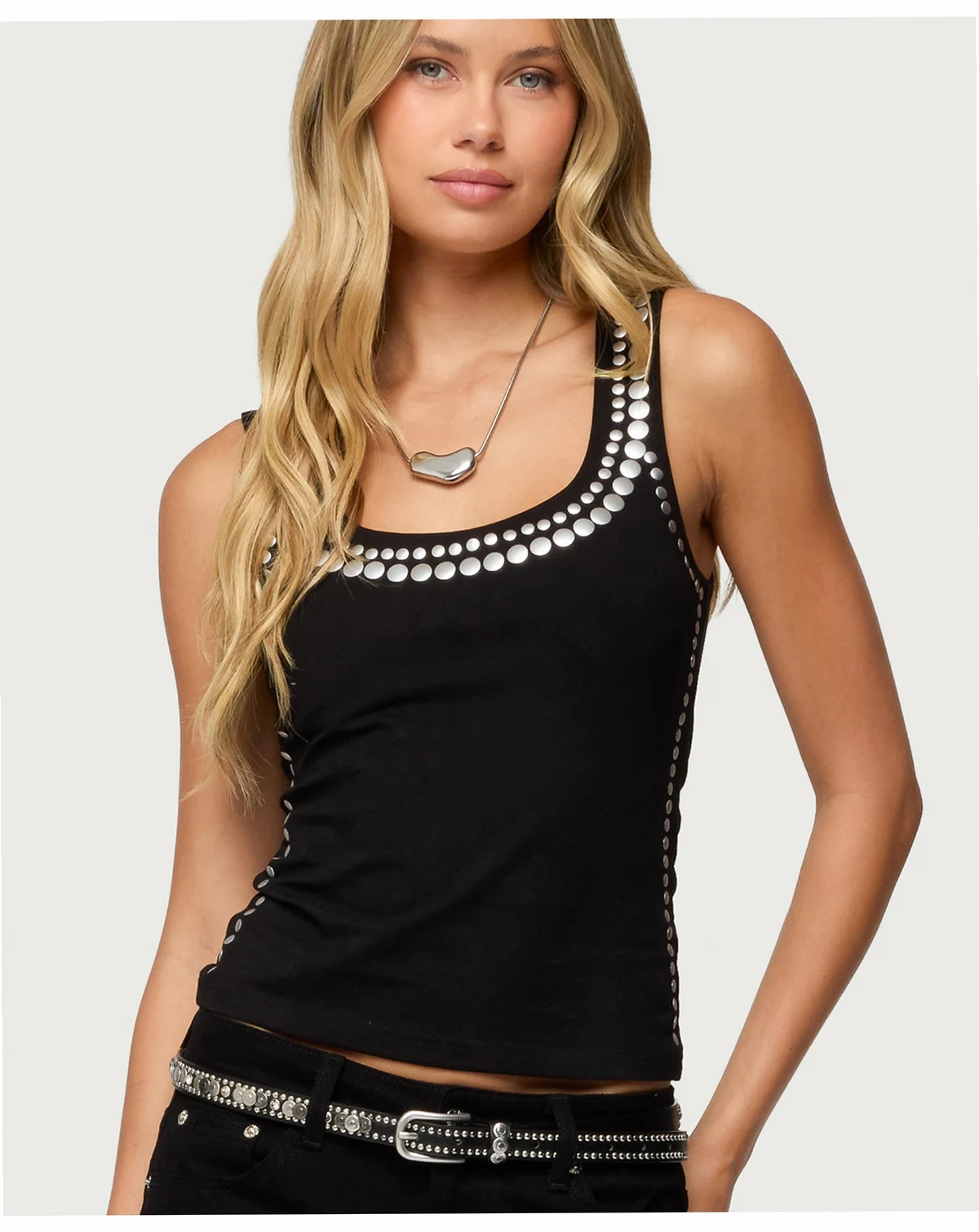 Women's Studded Built In Bra Tank Top