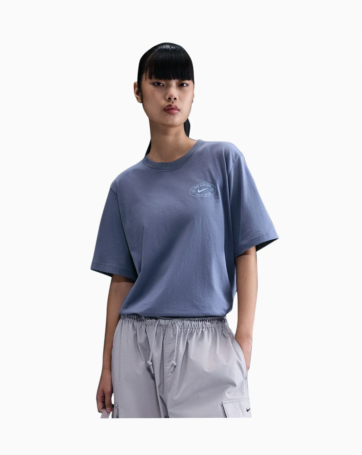 Women's Ribbed Collar Loose T-Shirt