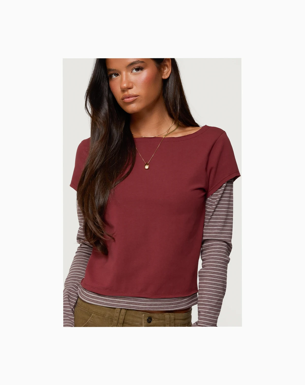 Women's Layered Stripey Long Sleeve T Shirt