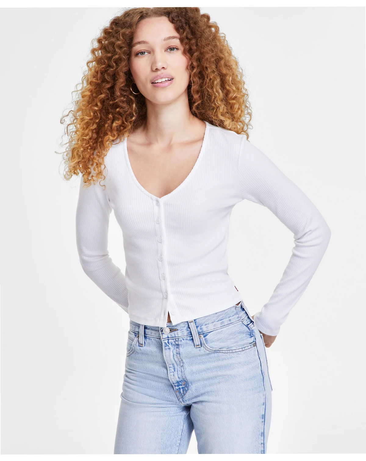 Women's Muse Ribbed Long-Sleeve Button-Up Top