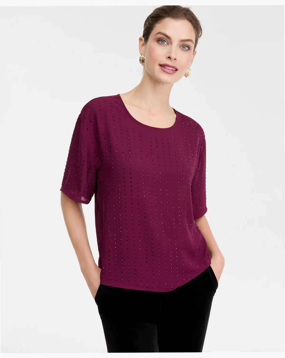 Women's Embellished Short-Sleeve Top, Macy's Exclusive