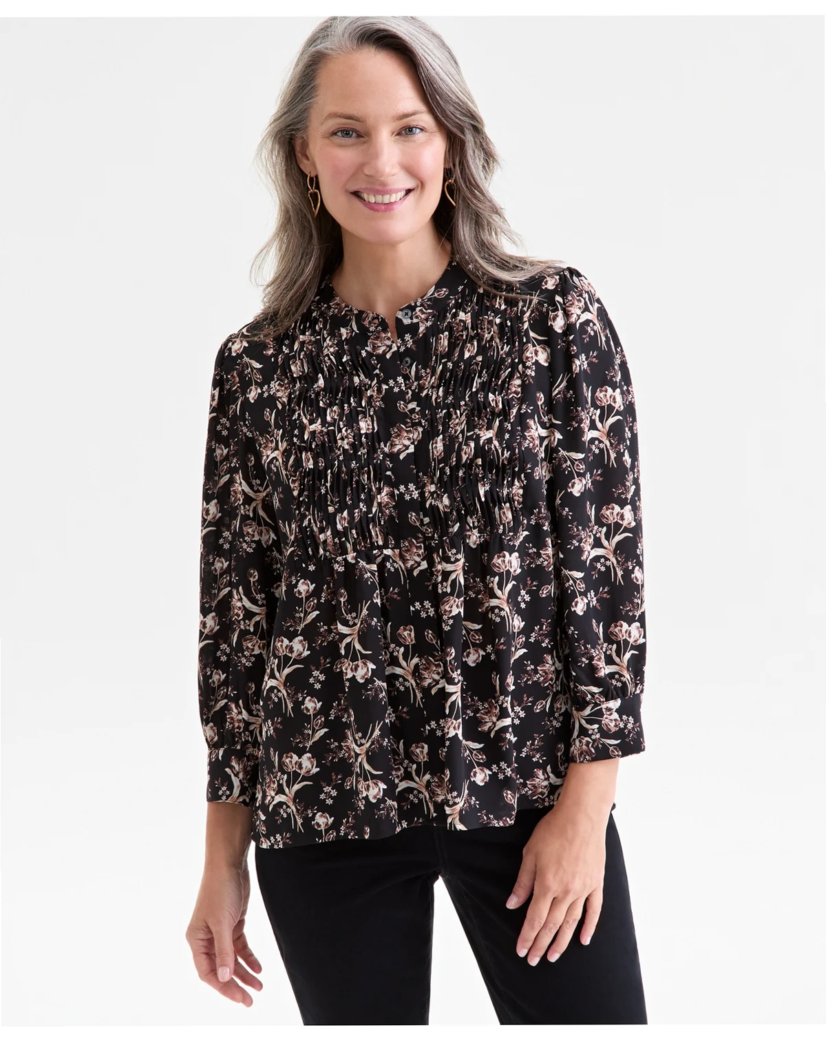 Women's Printed Pintuck Blouse, Macy's Exclusive