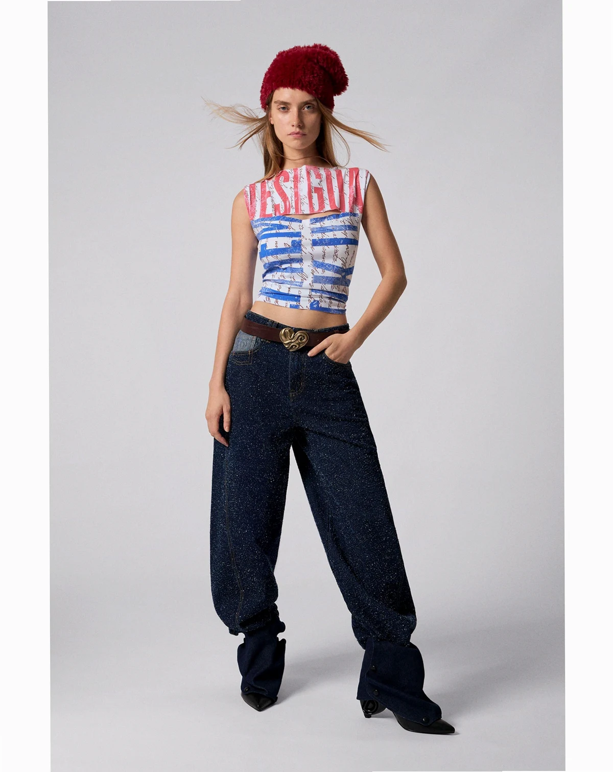 Women's Two-tone denim trousers
