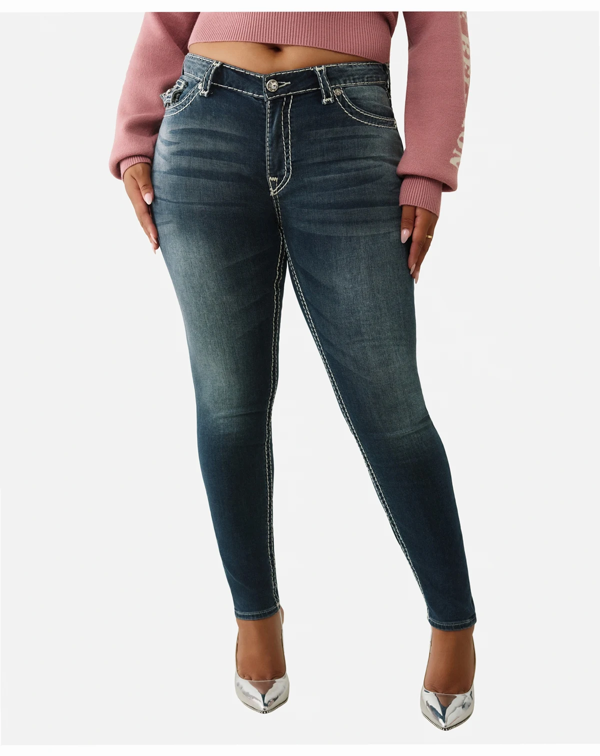 Plus Size Jennie Mid Rise Skinny Super T Flap Jeans