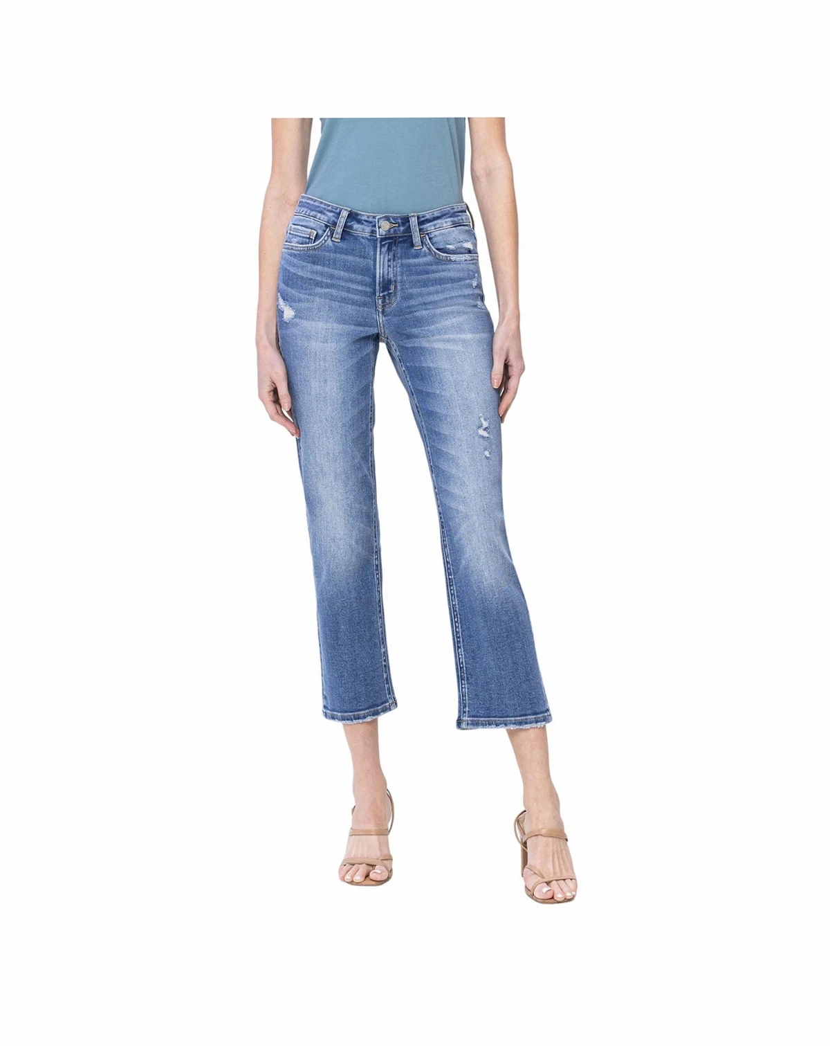 Women's Mid Rise Cropped Straight Jeans