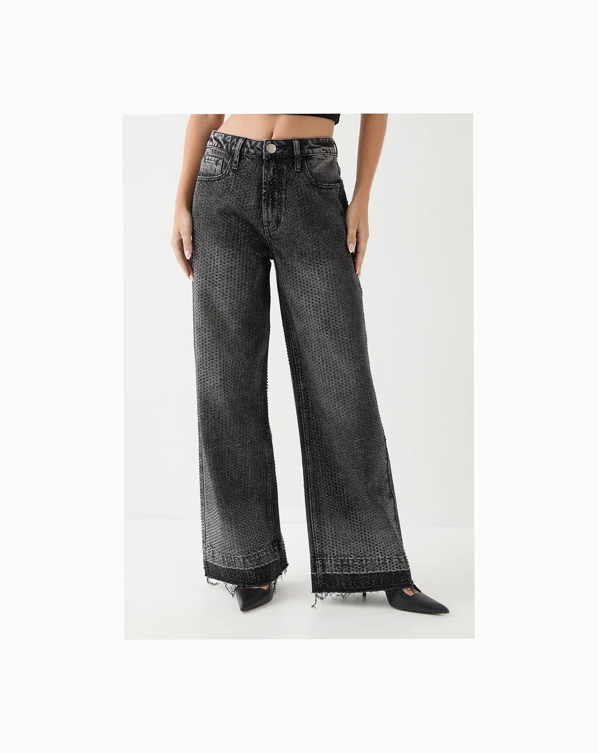 Women's Diamante Embellished Straight Leg Jeans