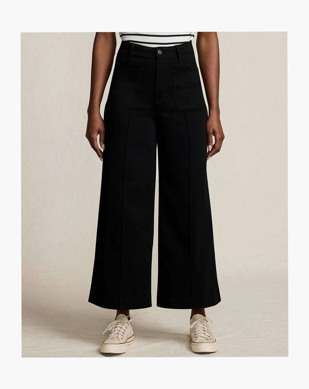 Women's Denim High Rise Patch Pocket Extra Wide Leg Crop Jeans