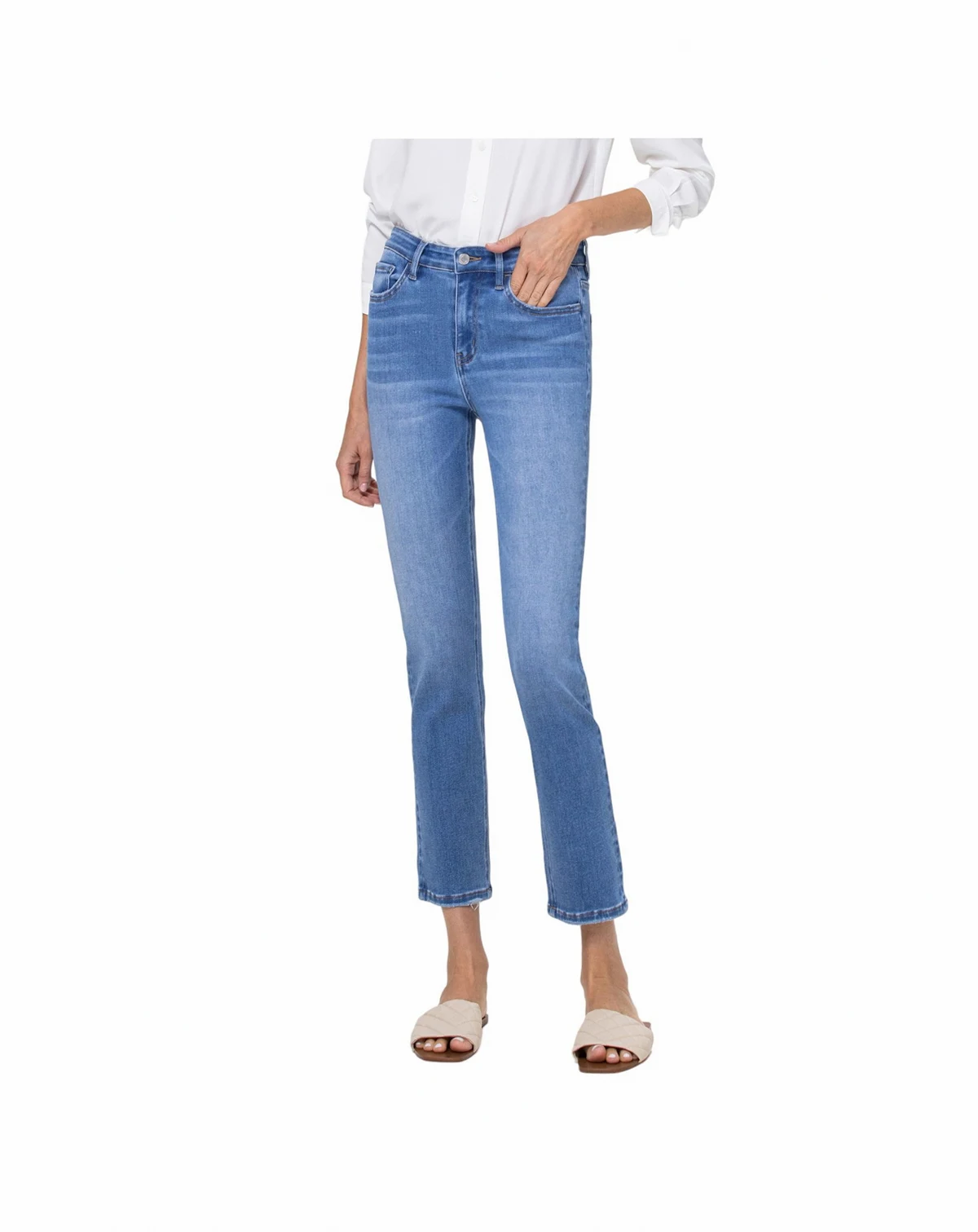 Women's High Rise Cropped Slim Straight Jeans