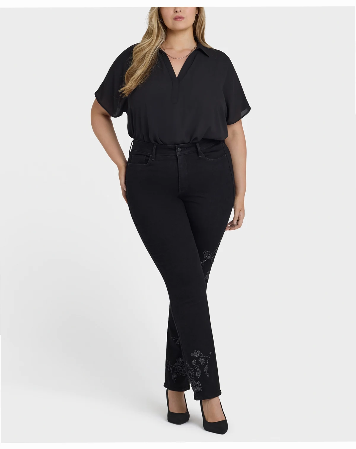 Plus Size Marilyn Straight Embroidery Jeans
