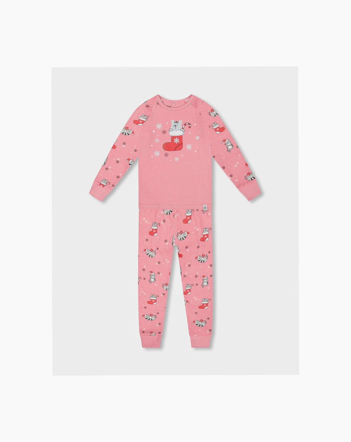 Baby Girl Cotton Two-Piece Pajamas Pink Cat Print - Baby