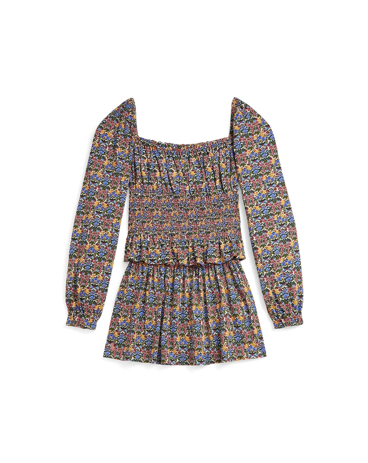 Girls' 7-16 Floral Smocked Top and Skirt, 2-Piece Set