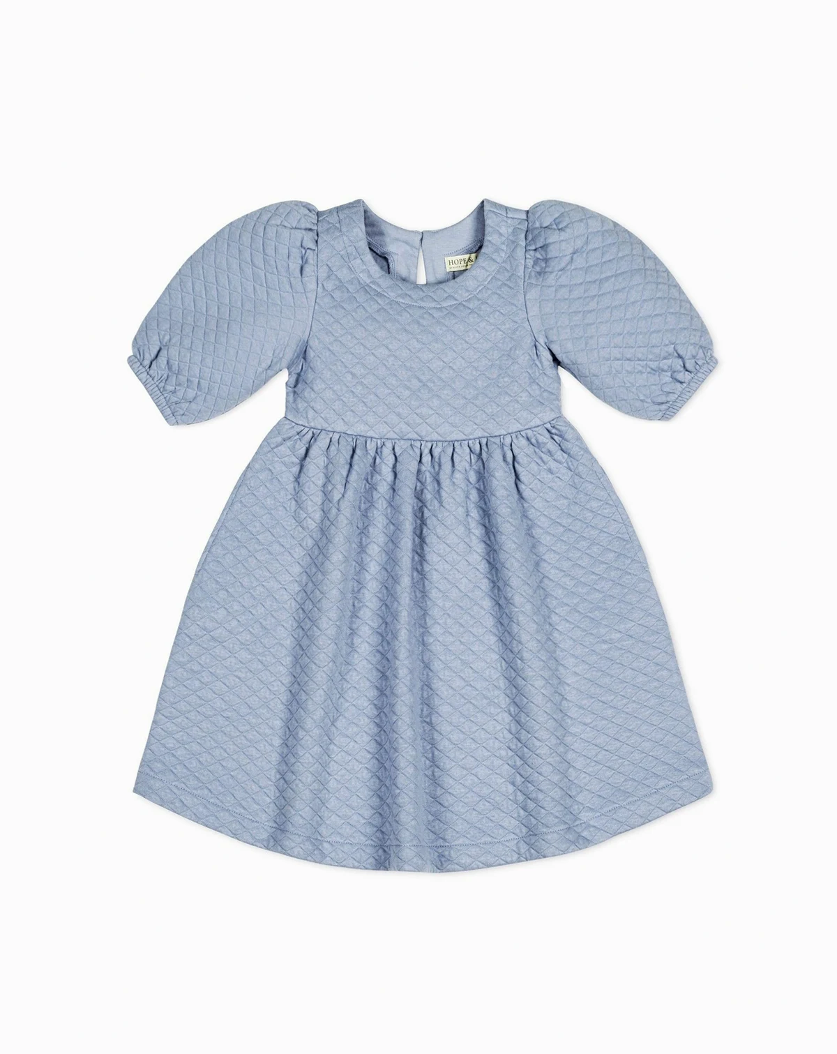 Girls' Quilted Puff Sleeve Dress