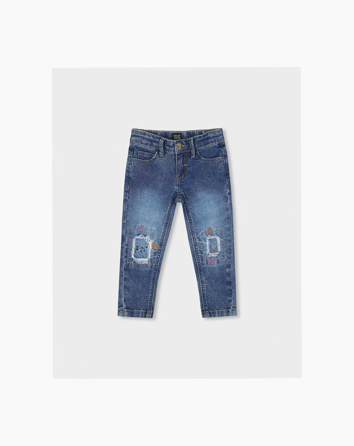 Toddler Girls Jeans Blue Denim with Embroideries - Toddler|Child