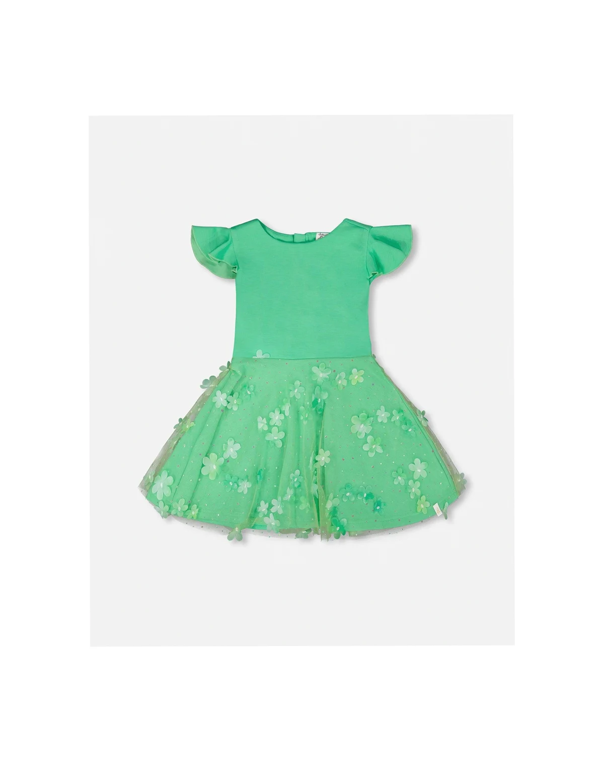 Toddler Girls Bi-Material Dress Bright Mint