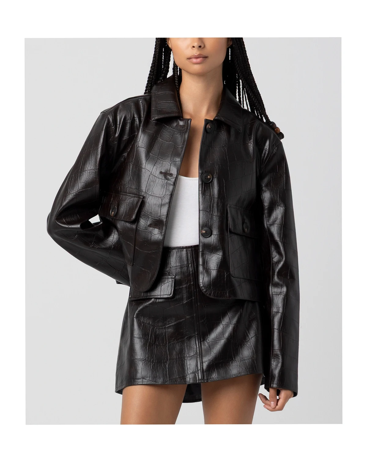 Women's Faux Leather Embossed Jacket