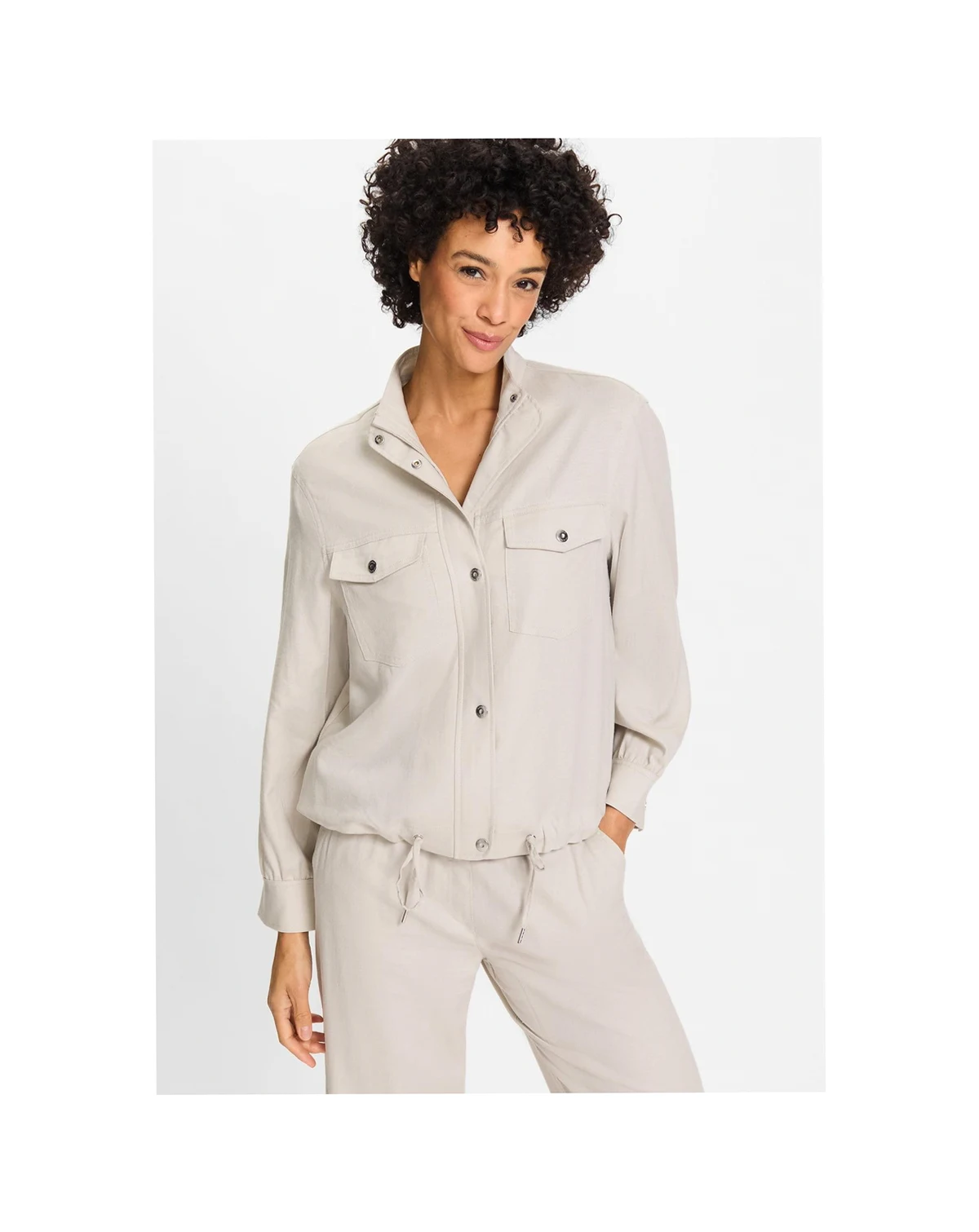Women's Funnel Neck Linen Blend Jacket