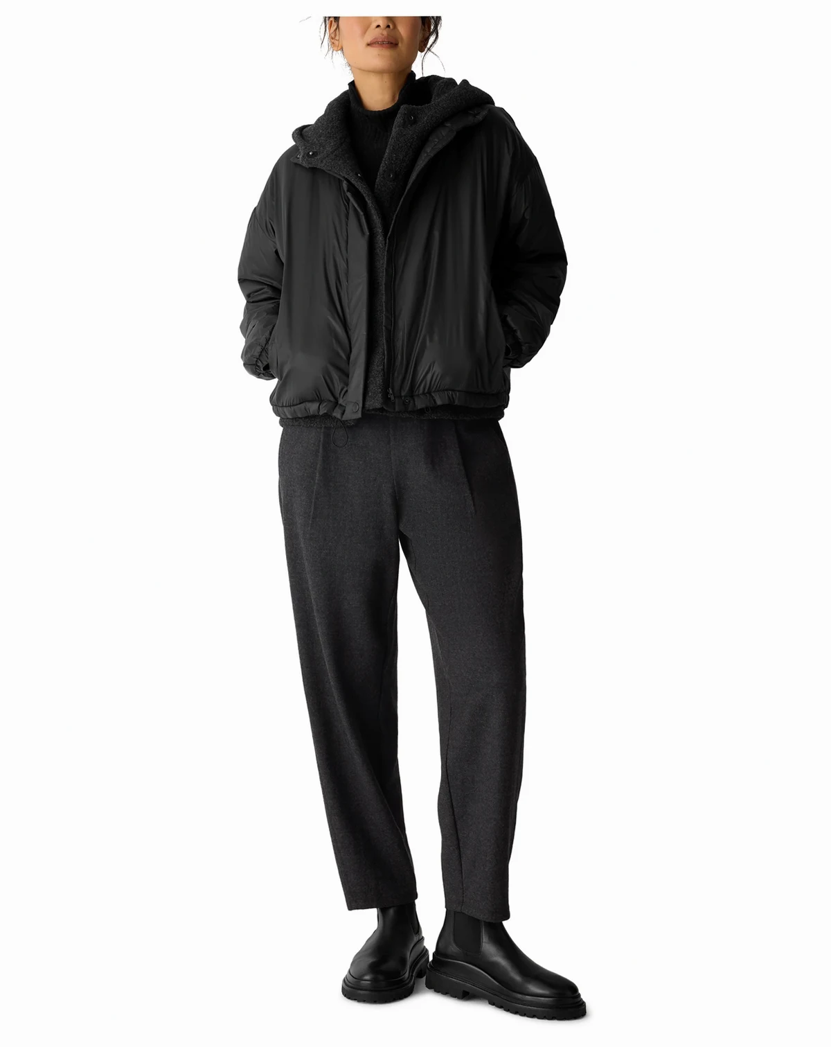 Women's High Collar Puffer Jacket, Regular and Plus