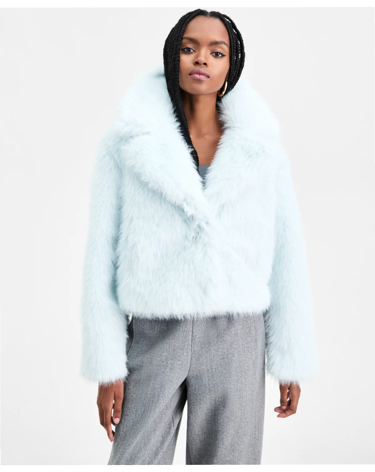 Women's Notched Collar Faux Fur Coat, Macy's Exclusive