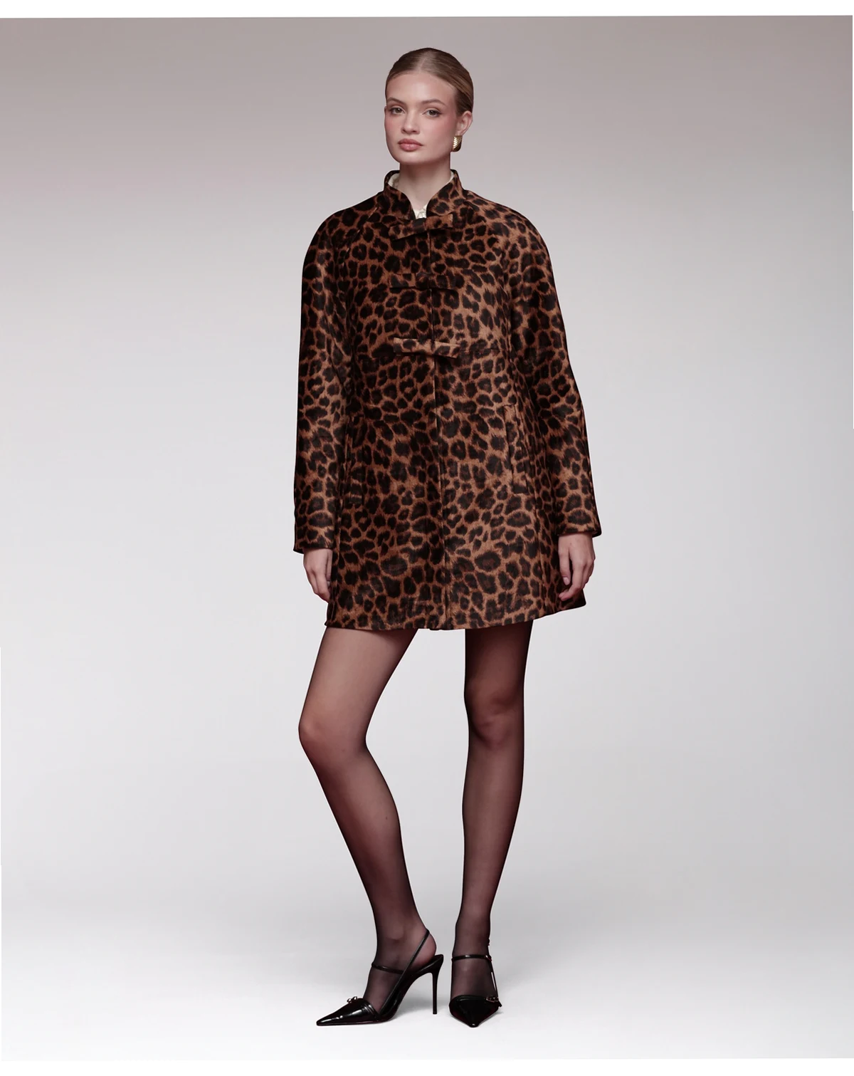 Women's Leopard Printed A-Line Empire Waist Jacket