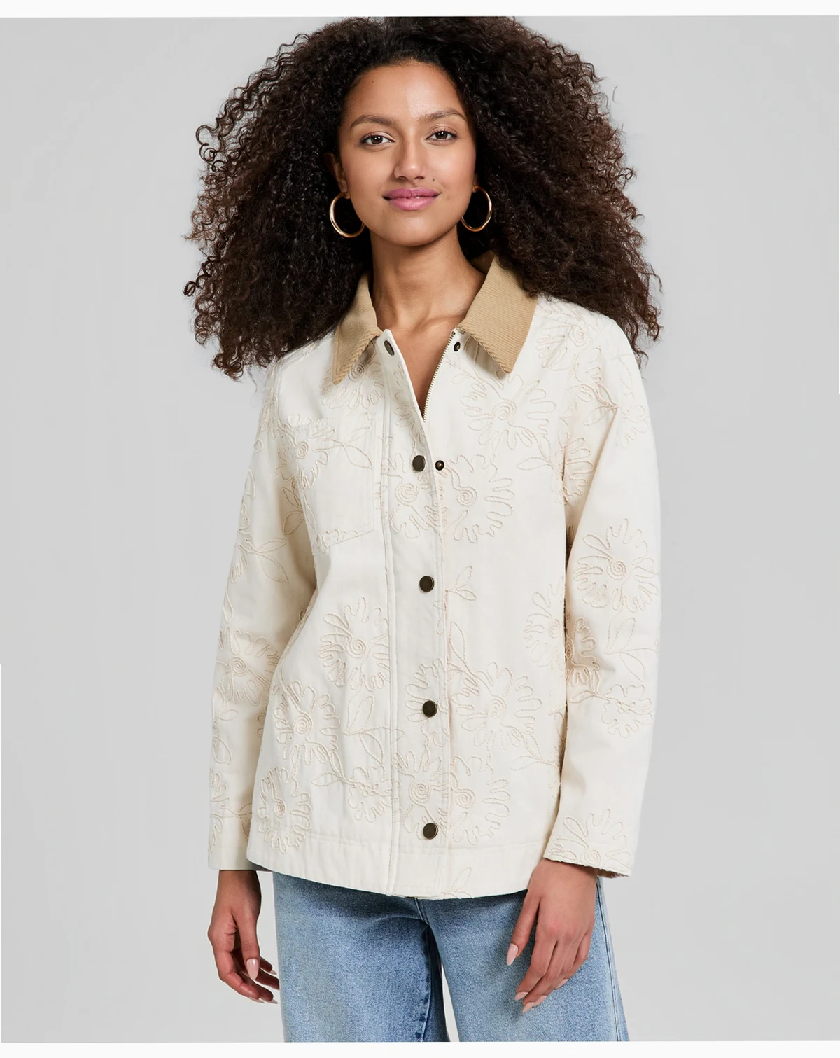 Women's Cotton Embroidered Barn Jacket, Macy's Exclusive