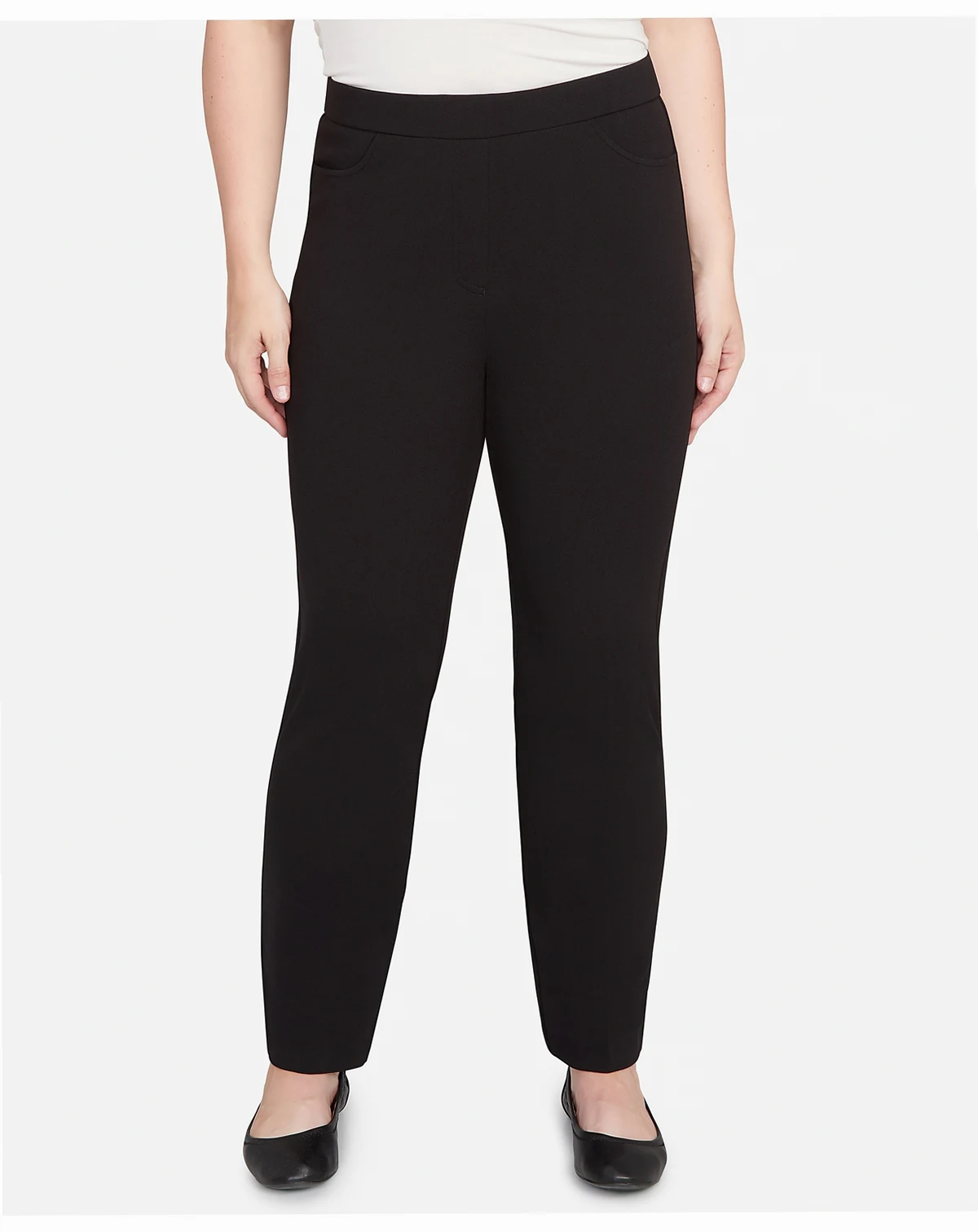 Petite Jet Setter Black Crepe Knit Medium Length Pants