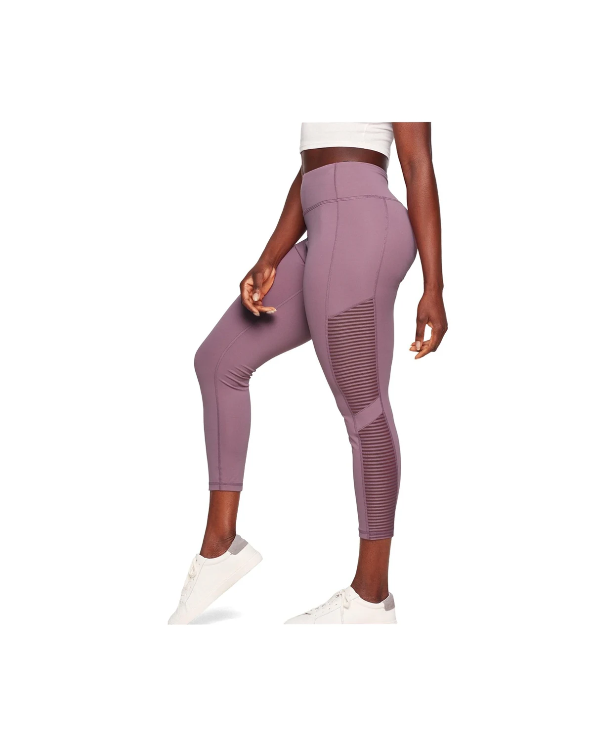 Cali Women's Active 7/8 Legging With Striped Mesh
