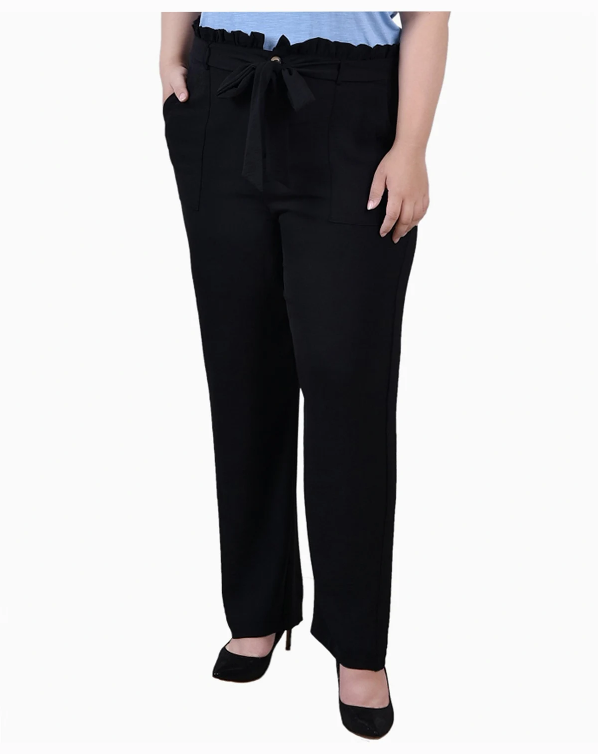 Plus Size Full Length Paper bag Waist Pants
