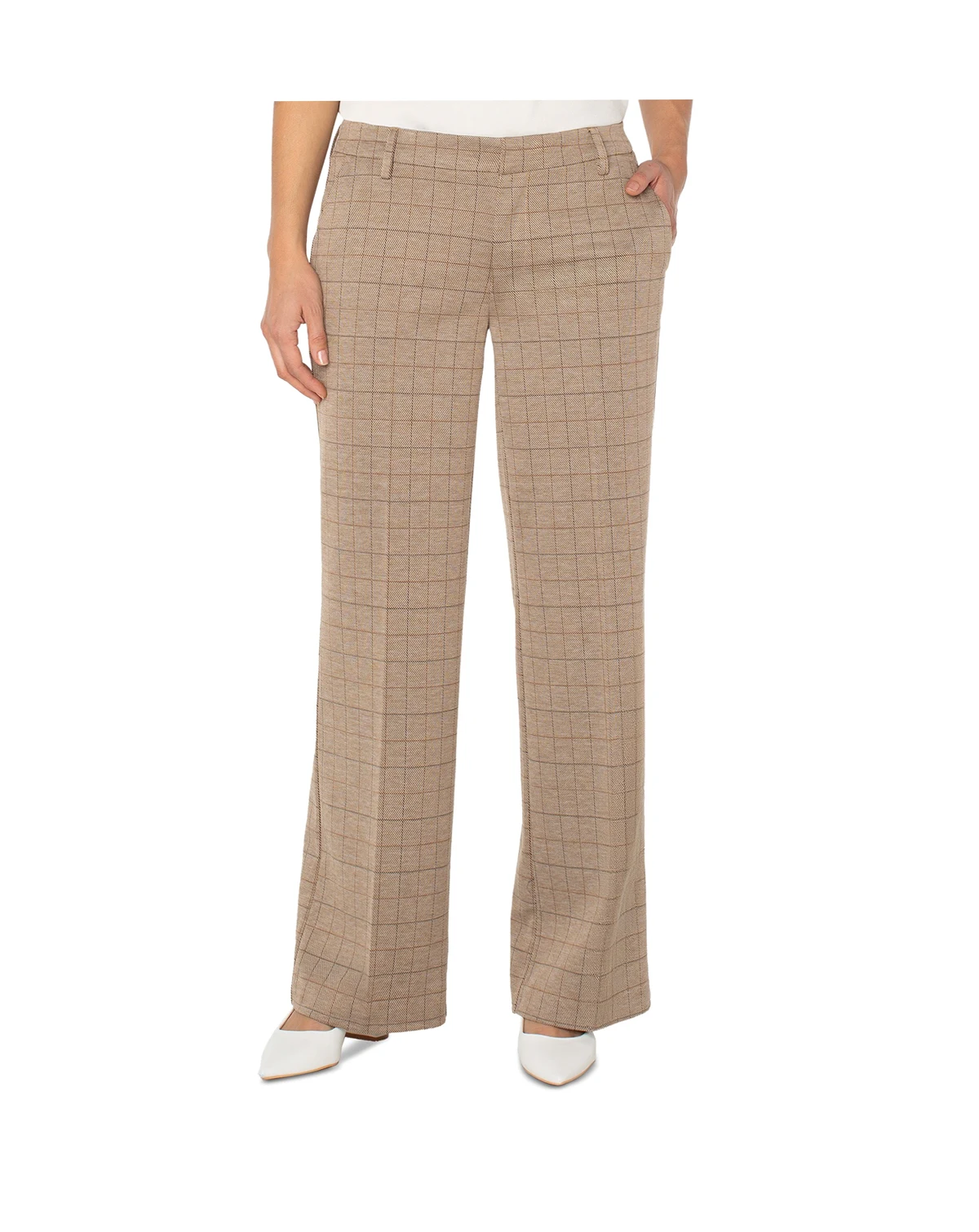 Petite Kelsey Check Wide-Leg Pants
