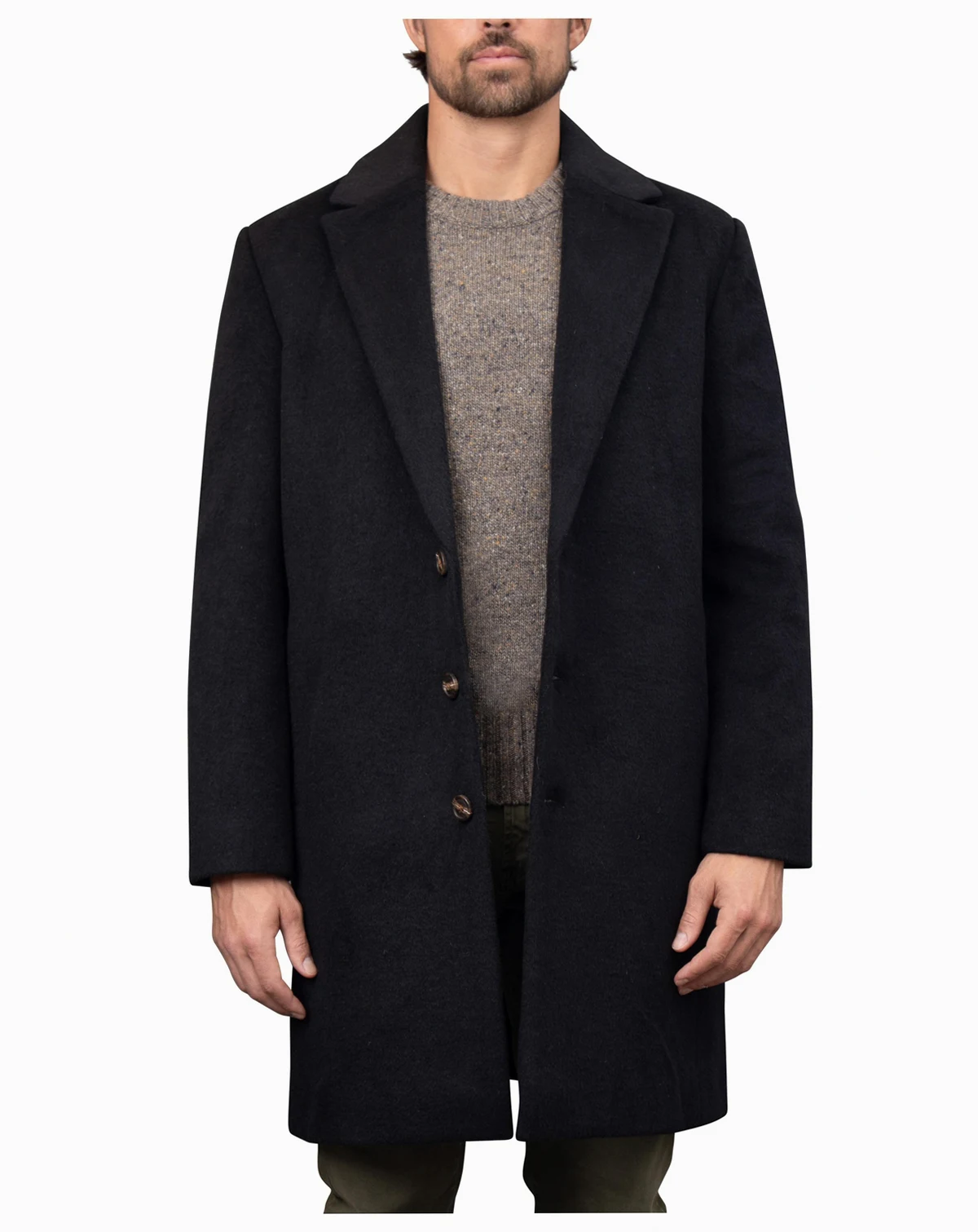 Men's Wool Blend Single-Breasted Topcoat